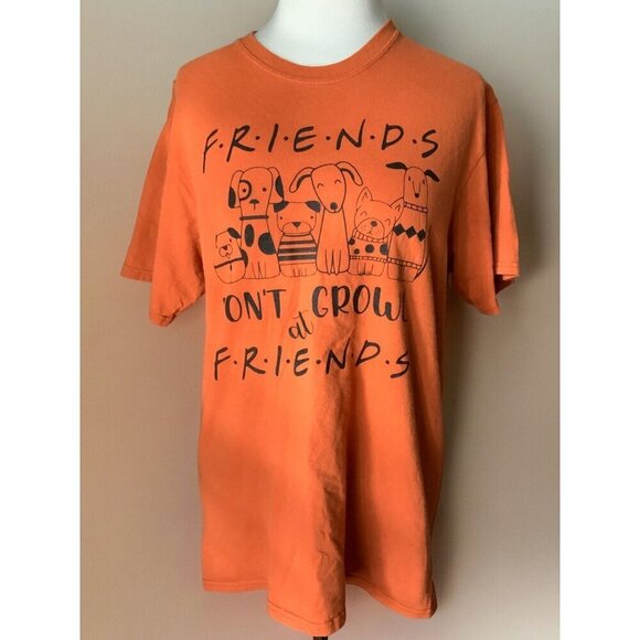Vintage Friends Don’t Growl At Friends Orange Dog Graphic Short Sleeve Tee M - Picture 6 of 8